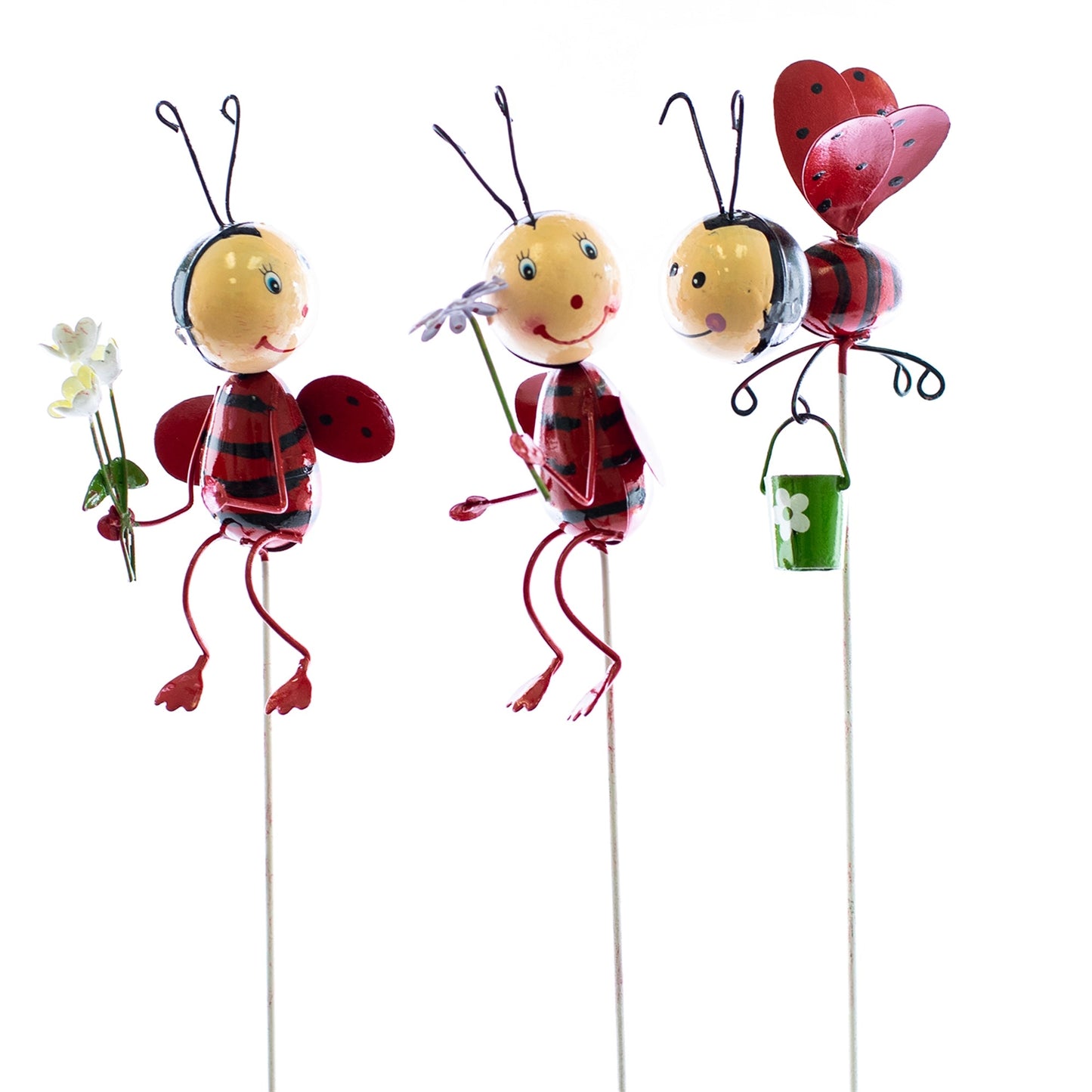 Garden Picks, METAL LADYBUG PICKS (3) 2.5x22 IN