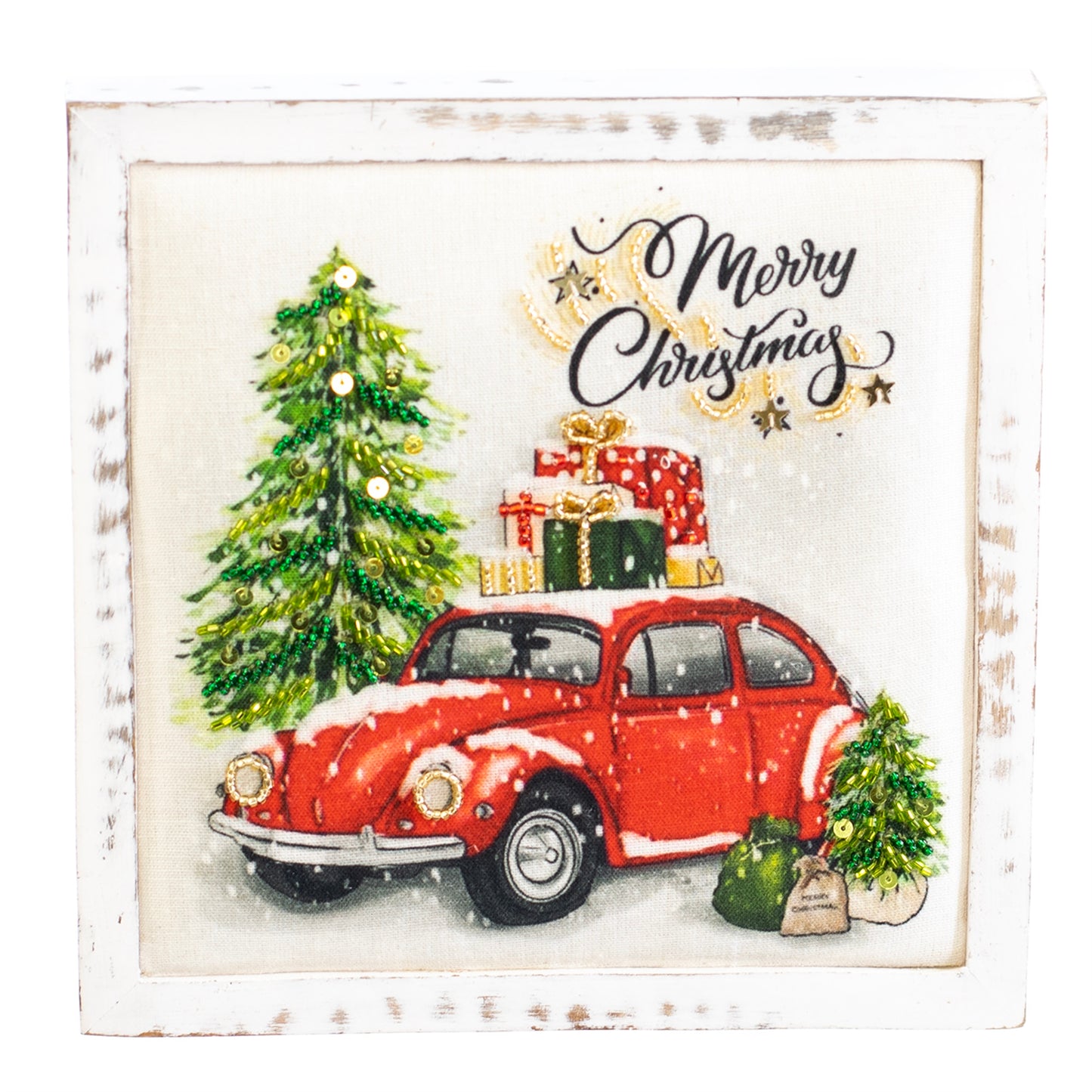 Christmas Home Decor, RED CAR TABLE TOP 1x7x7 inch