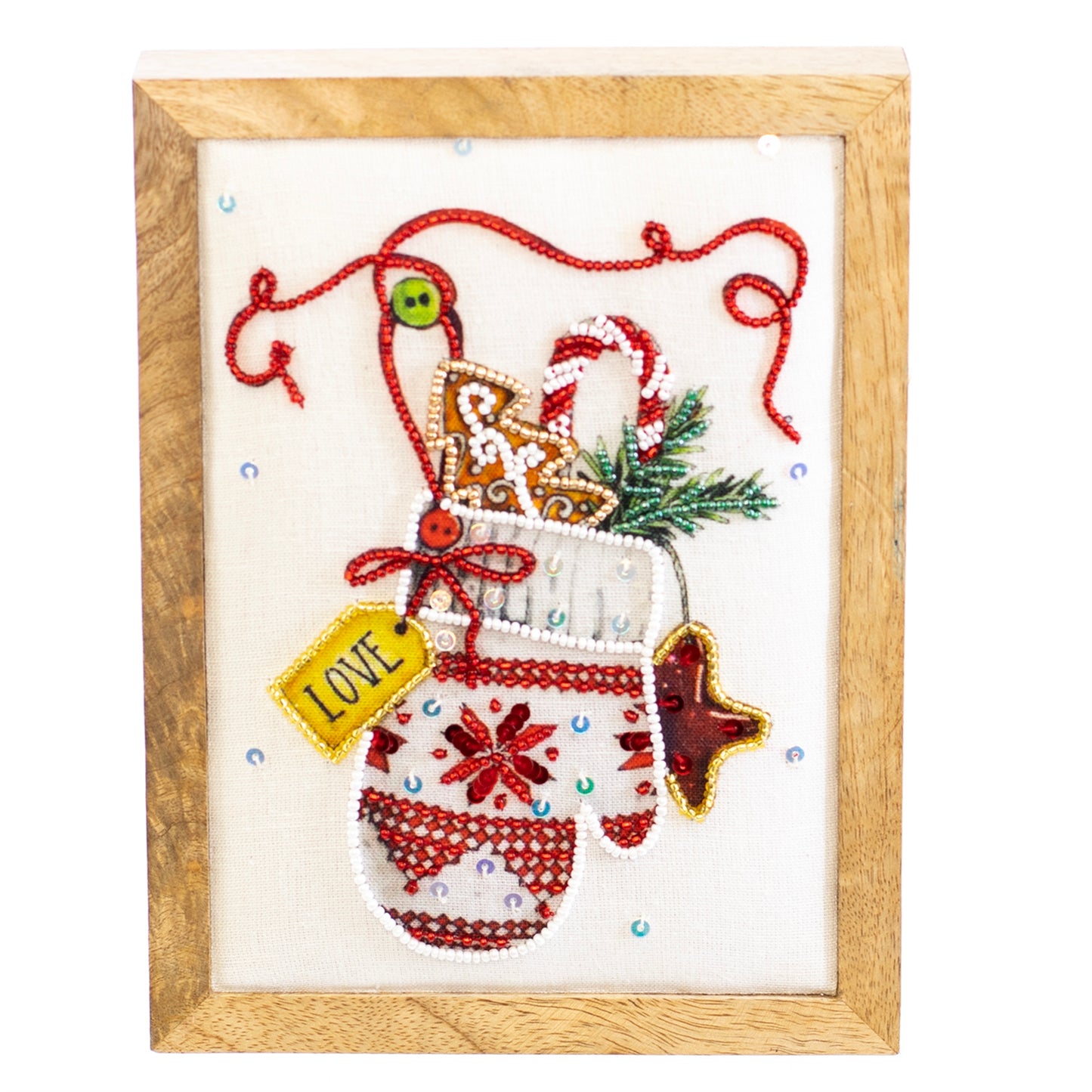 Christmas Home Decor, STUFFED MITTEN TABLE TOP 1x6x8 inch