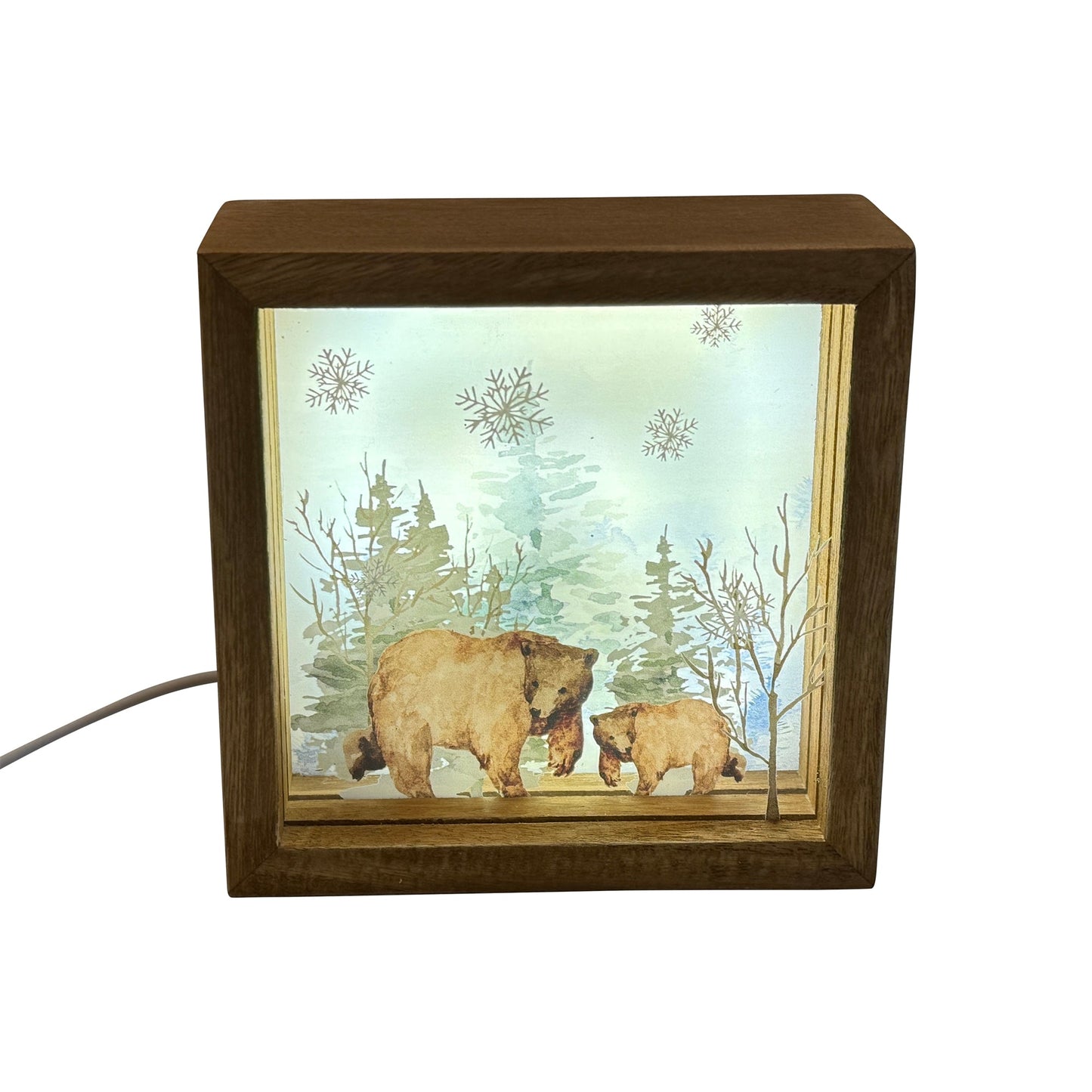 Christmas Home Decor, BEAR LIGHT UP BOX 6x6 IN