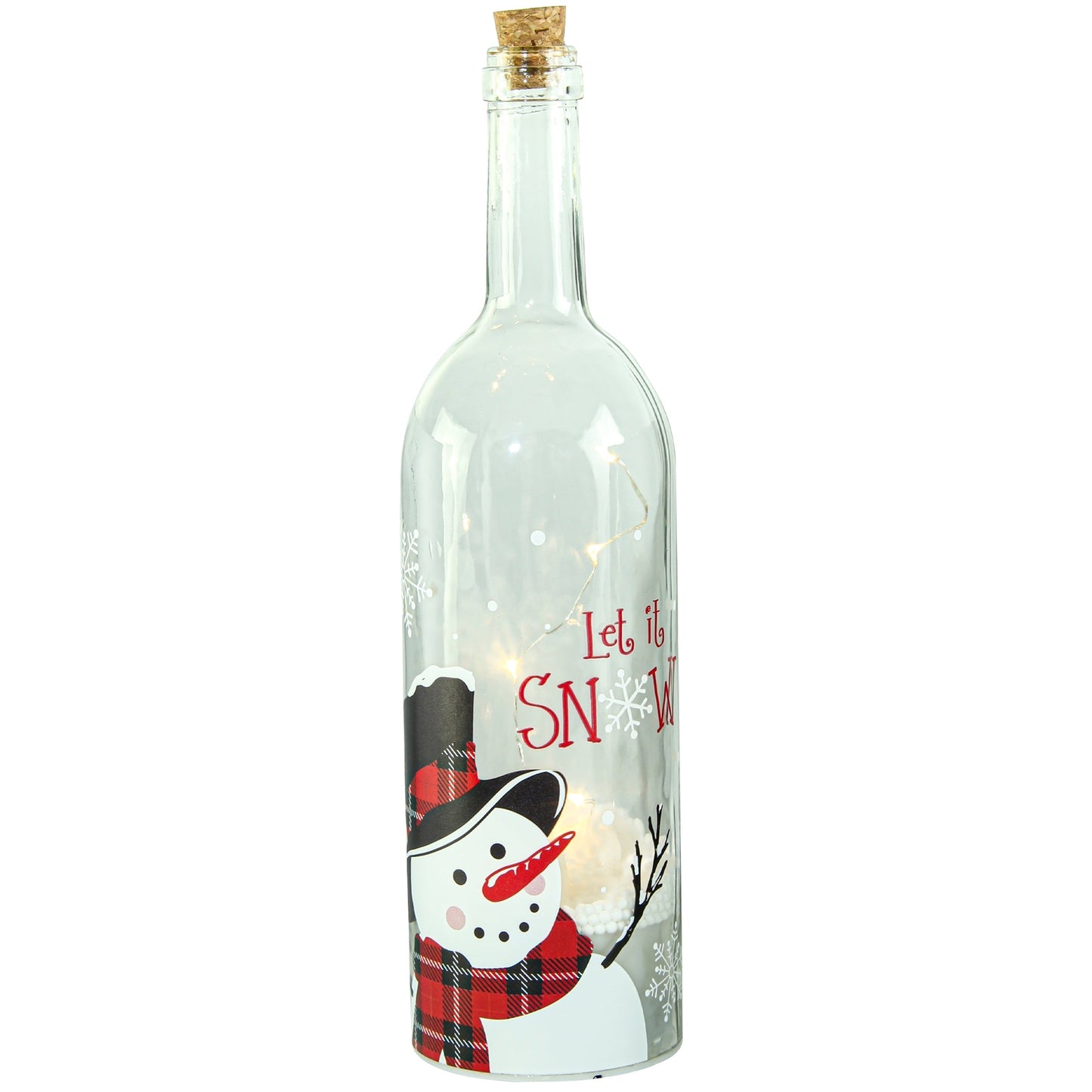 Christmas Home Decor, lighted BLOWING SNOW BOTTLE W/SNOWMAN 3.6x3.6x13.5 IN