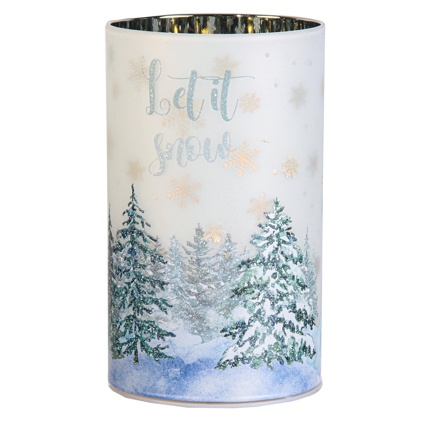 Christmas Home Decor, LET IT SNOW CYLINDER LIGHT 3.5x3.5x5.9 IN