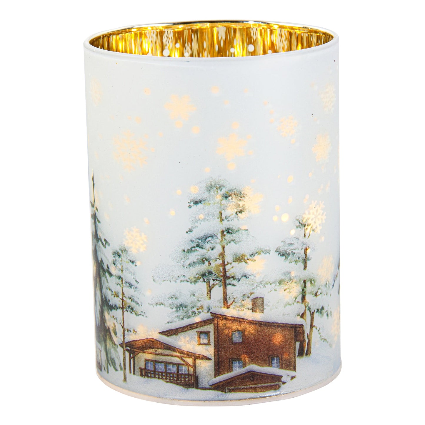 Christmas Home Decor, HOUSE CYLINDER LIGHT 3.5x3.5x5.9 IN
