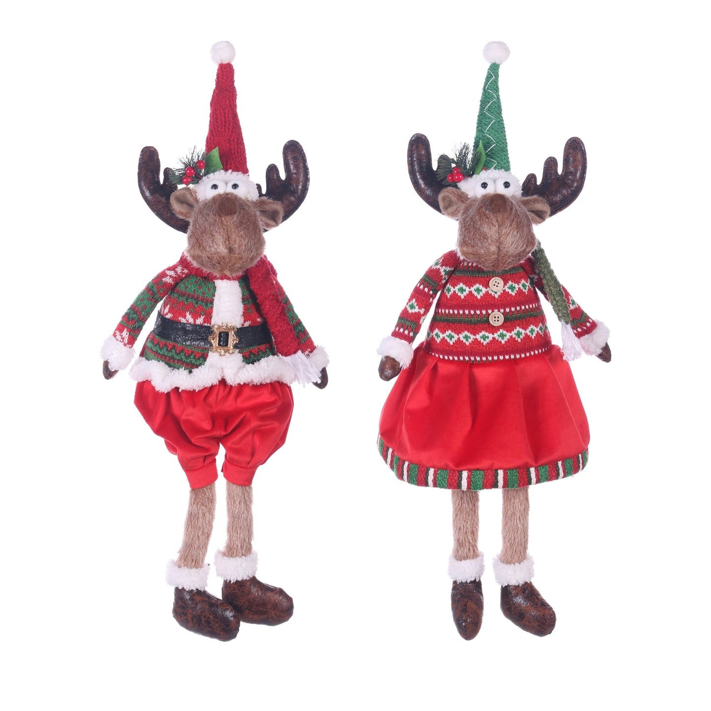 Christmas Plush, MR & MRS MARTY THE MOOSE SITTING (2) 5.5x7.9x23.6 IN