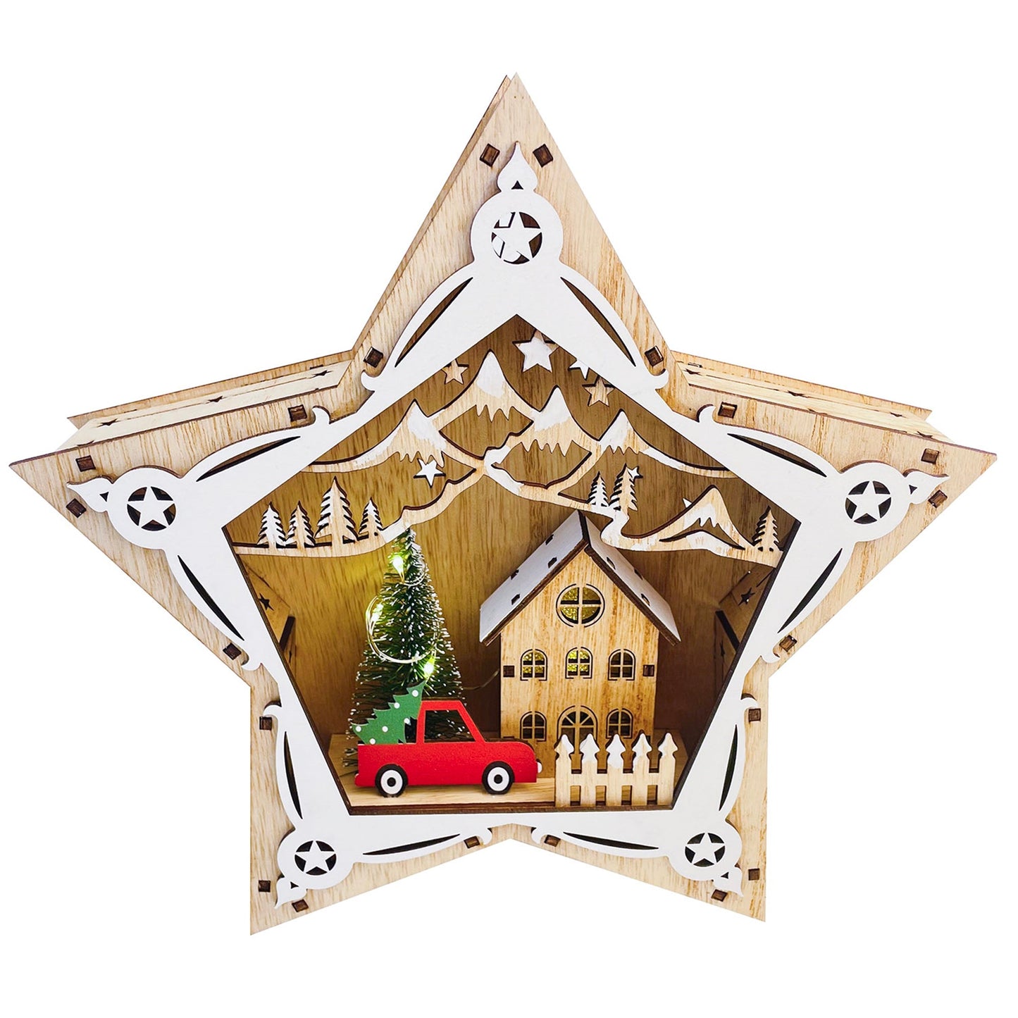 Christmas Home Decor, TRUCK AND TREE STAR LIGHT 1.9x9.3x9.5 IN