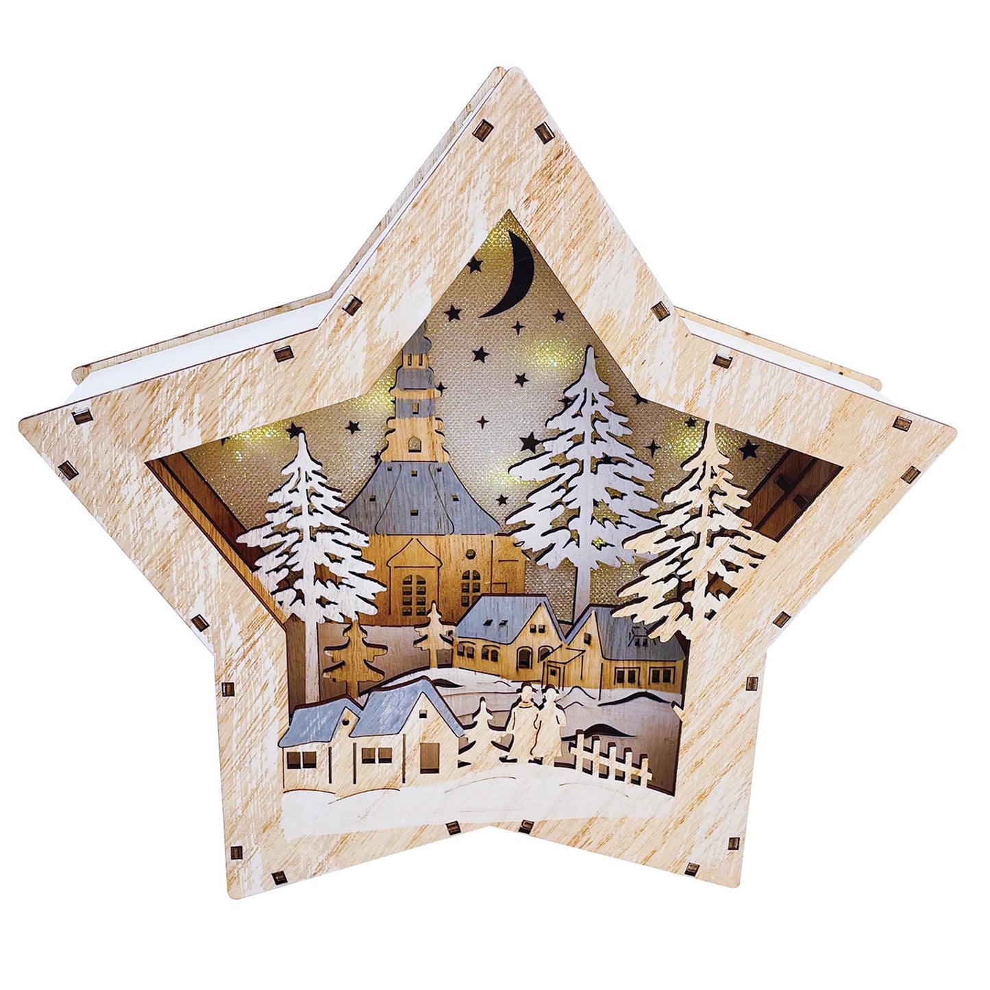 Christmas Home Decor, VILLAGE IN STAR LIGHT 2.2x9.6x9.7 IN