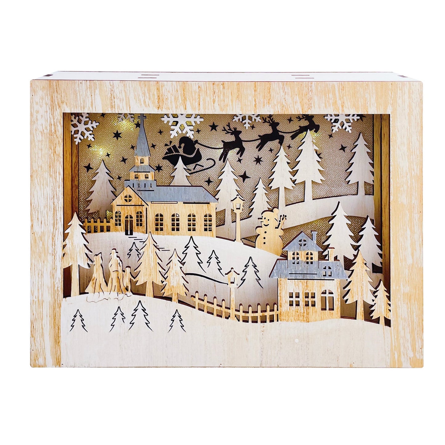 Christmas Home Decor, VILLAGE IN SQUARE LIGHT 2.2x7.7x10.5 IN