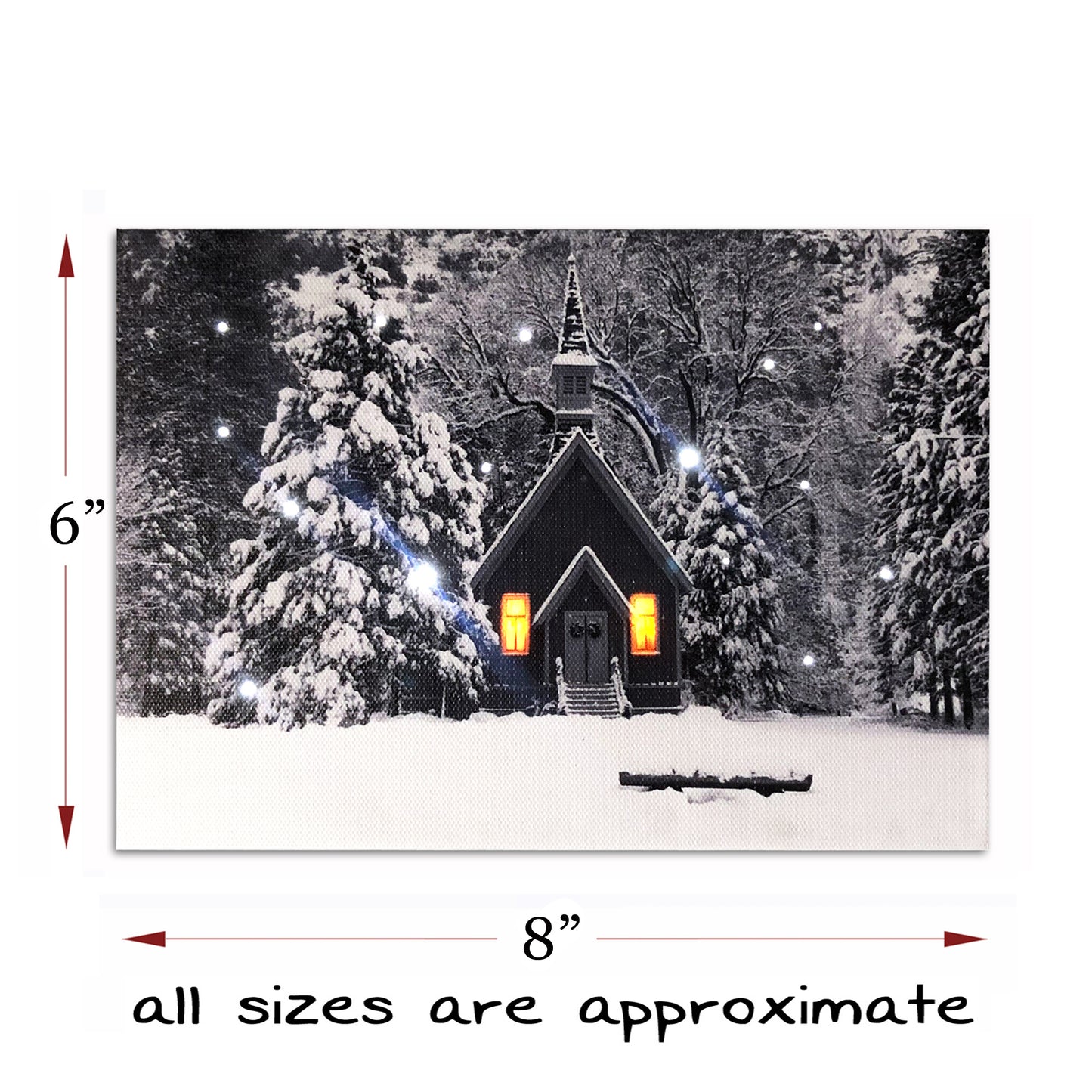 Snowy Forest LED Lighted Canvas Tabletop Print w Timer, Optical-fiber Canvas Wall Art Lighted Pictures for Home Decoration