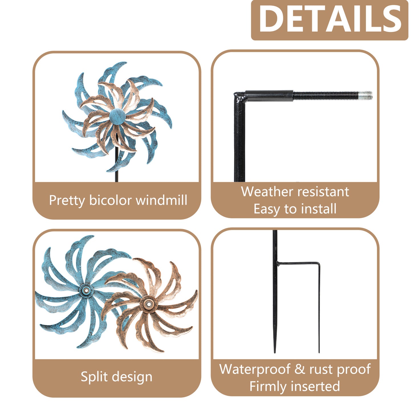 Metal Wind Spinners for Garden Yard Outdoor Clearance, Decoration Pinwheels Art