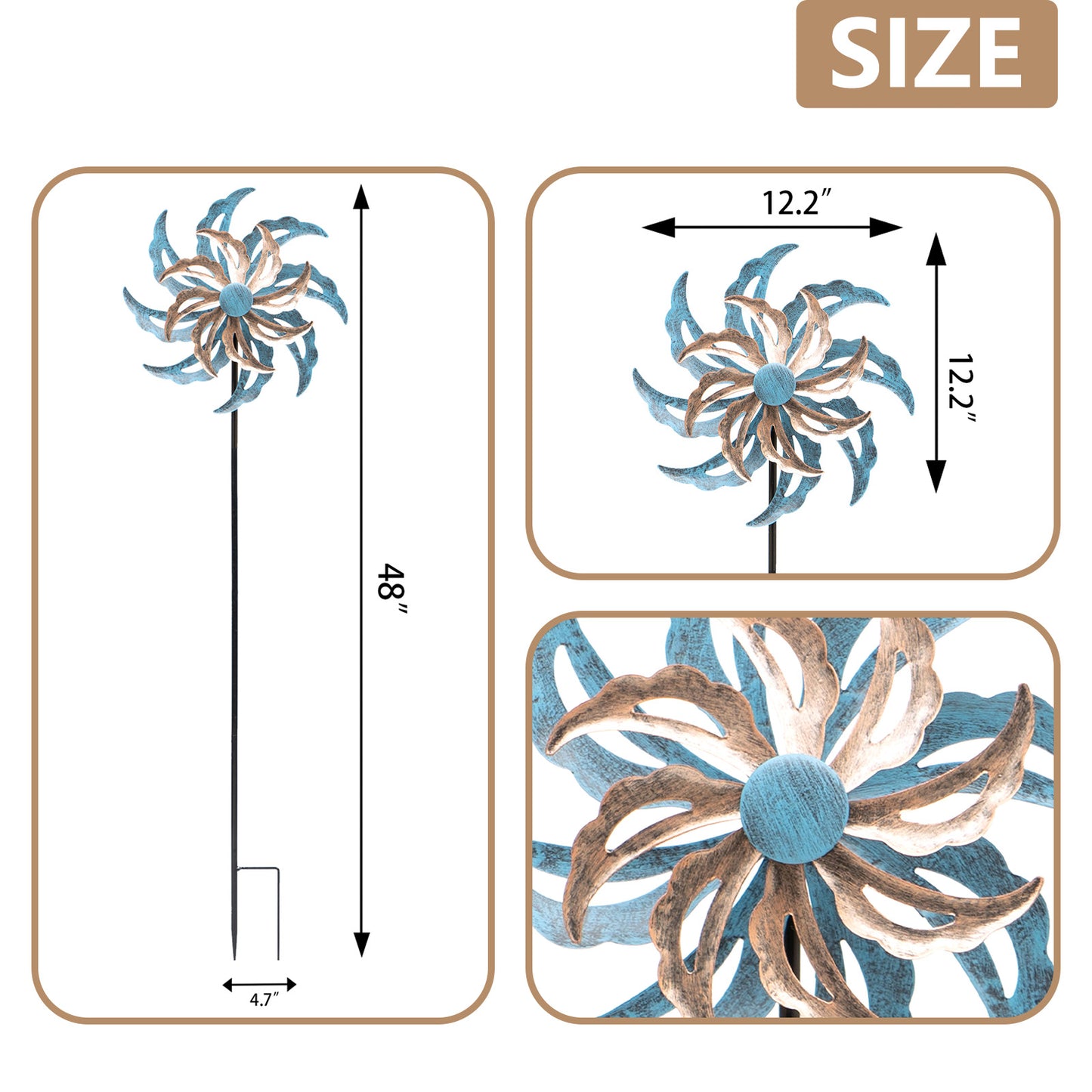 Metal Wind Spinners for Garden Yard Outdoor Clearance, Decoration Pinwheels Art