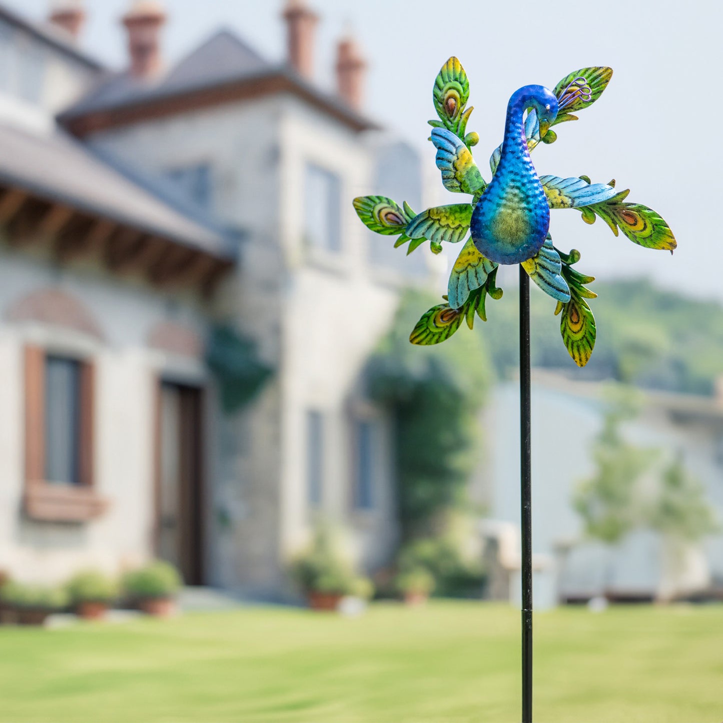 Metal Peacock Wind Spinners for Garden Yard, Outdoor Clearance Space Decoration Pinwheels Art