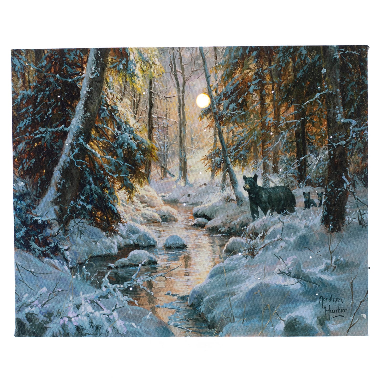 LED Tabletop Canvas Art 8"x6" Wall Decor Light up Picture 6H Timer, OH BEAR