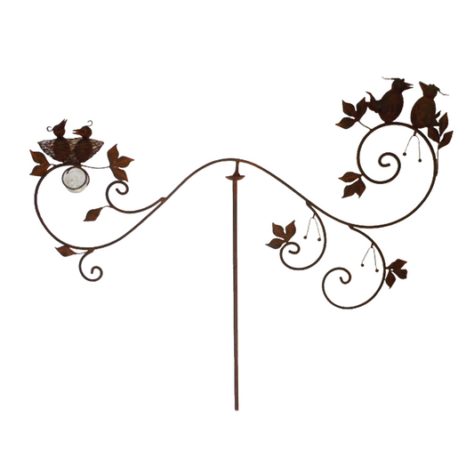 Garden Balancer Art, Elegant Lovebirds w/ baby’s balance 51 IN High