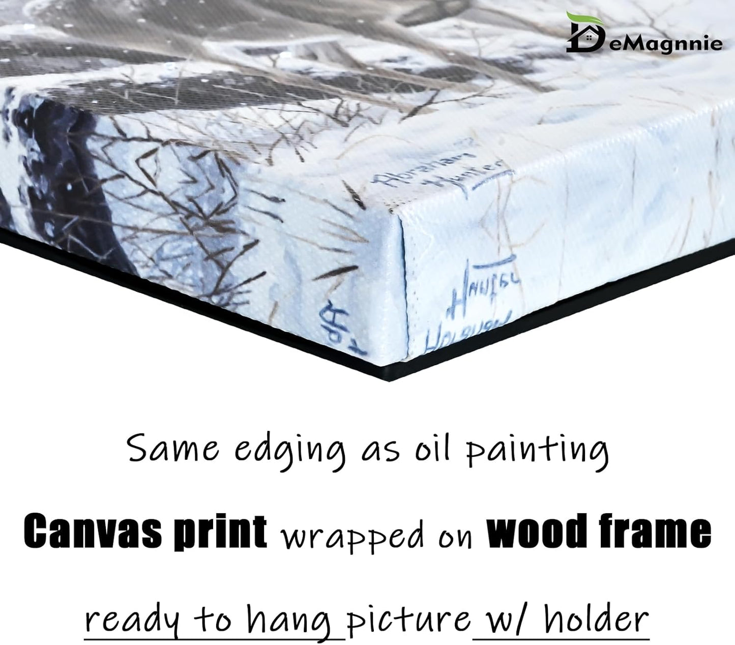 DEMAGNNIE Light Up Snowman Reindeer Painting w/Timing LED & Fiber Optic Twinkling Lights- Lighted Canvas Christmas Pictures 8x6 inches Framed Art Ready to Hang w/Kickstand for Tabletop or Wall Decor