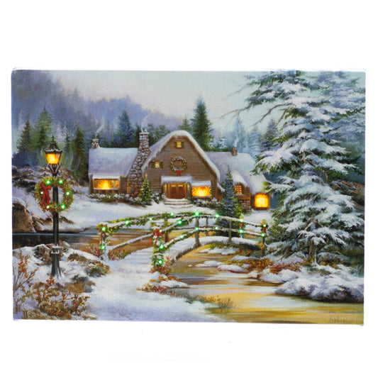 LED Tabletop Printing, Christmas Bridge Snowy Scene 6x8 IN