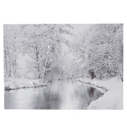 LED Lighted Tabletop Picture, Winter River 6x8 IN