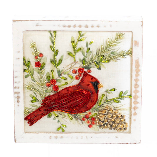 Christmas Home Decor, CARDINAL TABLE TOP 1x7x7 IN