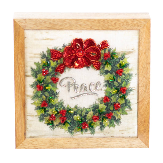 Christmas Home Decor, PEACE WREATH TABLE TOP 1x6x6 IN