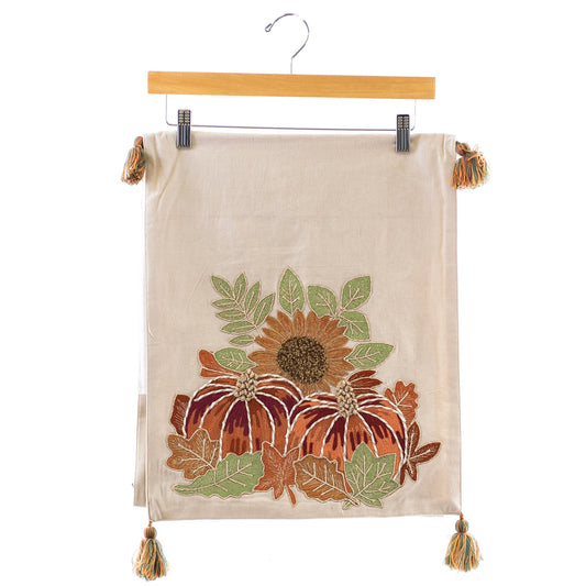 Christmas Home Decor, PUMPKIN & SUNFLOWER TABLE RUNNER 15x56 IN