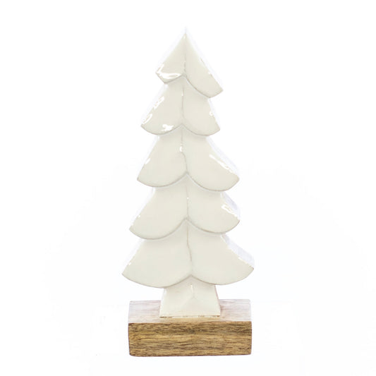 Christmas Decor, WHITE ENAMEL TREE SM 2x3.5x8 IN