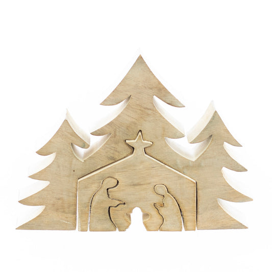 Christmas Home Decor, MANGO WOOD NATIVITY SM 1x6.7x8.7 IN