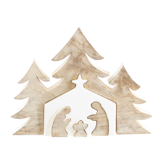 Christmas Home Decor, MANGO WOOD NATIVITY LG 1x10.6x13 IN