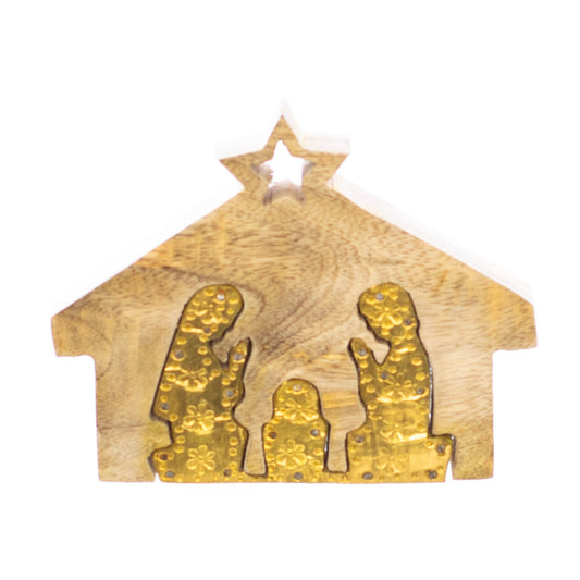 Christmas Home Decor, MANGO WOOD NATIVITY 1x4.3x5.5 IN