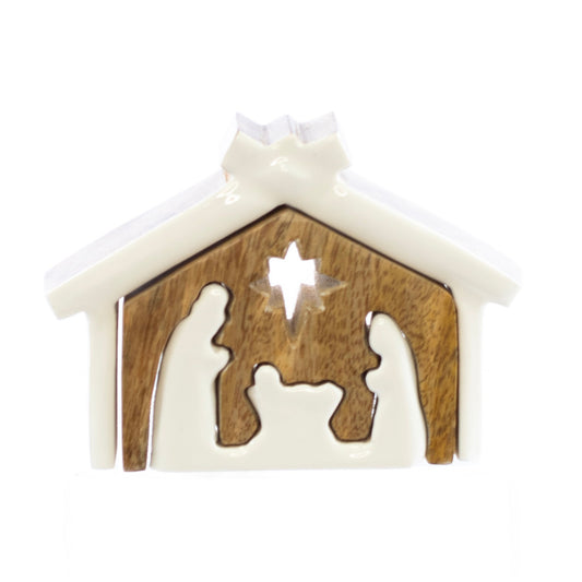 Christmas Home Decor, WOODEN NATIVITY 1x4x5.5 IN