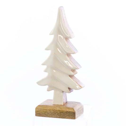 Christmas Decor, ENAMAL WHITE TREE LG 2x3.5x8 IN