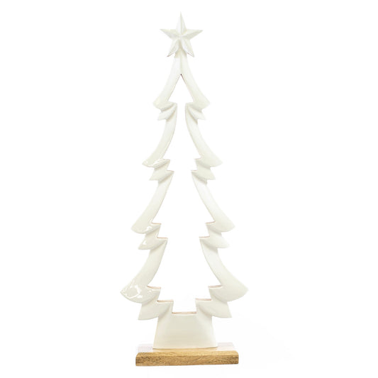 Christmas Decor, WHITE ENAMEL TREE LG 3x9x23.5 IN