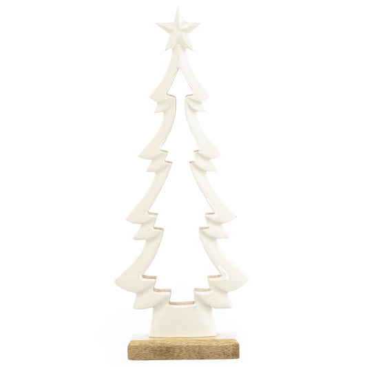 Christmas Decor, WHITE ENAMEL TREE MD 2x6.3x15.8 IN