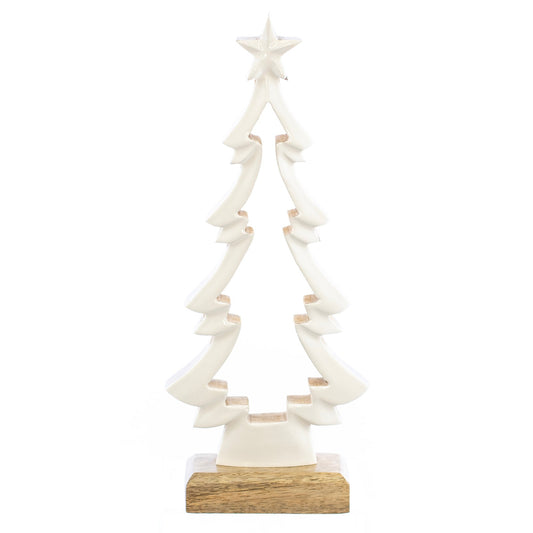 Christmas Decor, WHITE ENAMEL TREE SM 2x5x11.8 IN