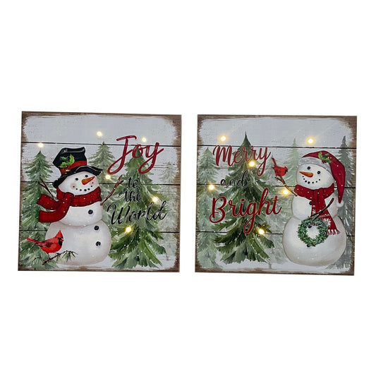 Christmas Home Decor, MDF LIGHT SNOWMAN BOX (2) 1.2x7.9x7.9 IN