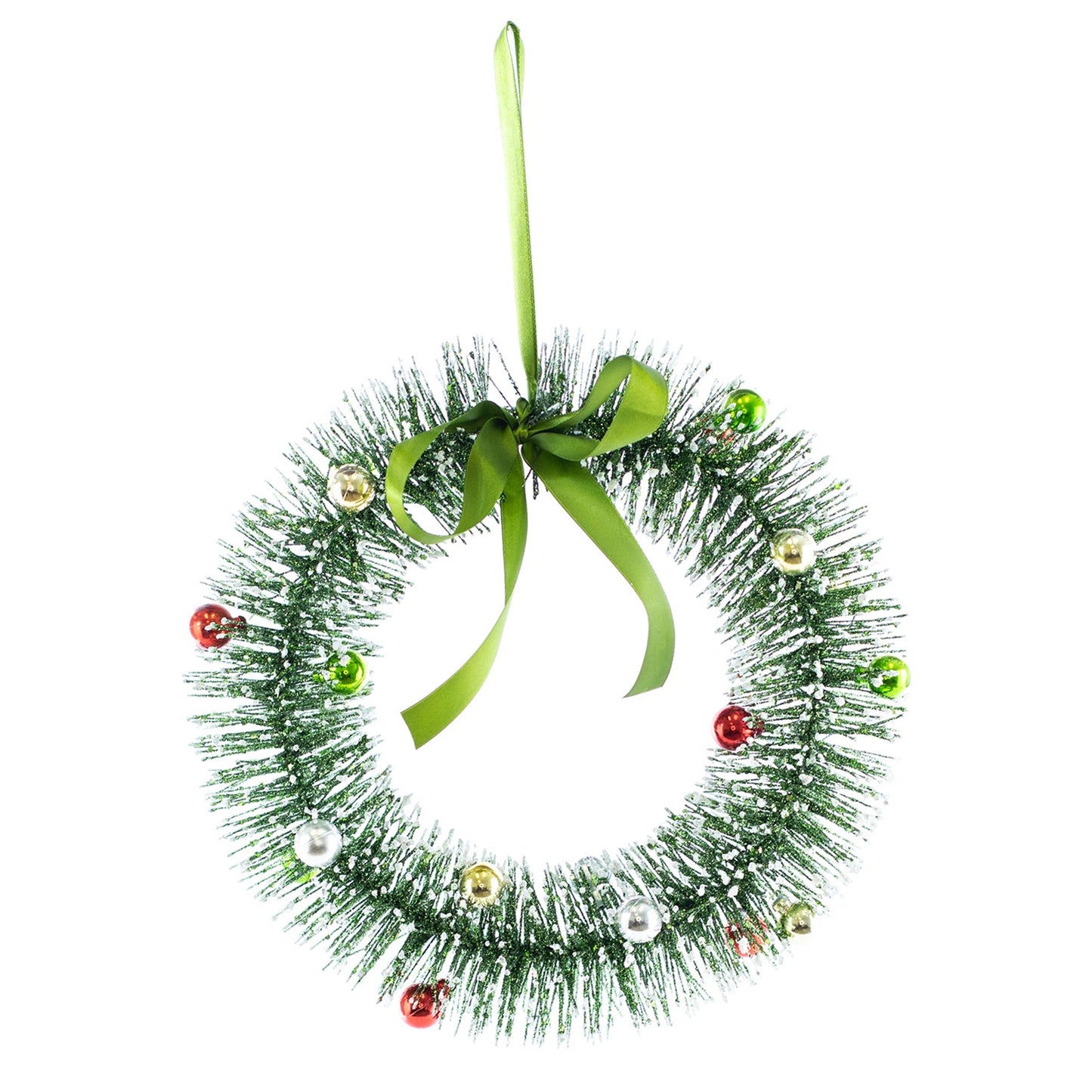 Christmas Decor, GREEN WREATH W/ ORNAMENTS 3.2x12x12 IN