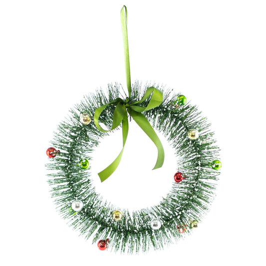 Christmas Decor, GREEN WREATH W/ ORNAMENTS 3.2x12x12 IN