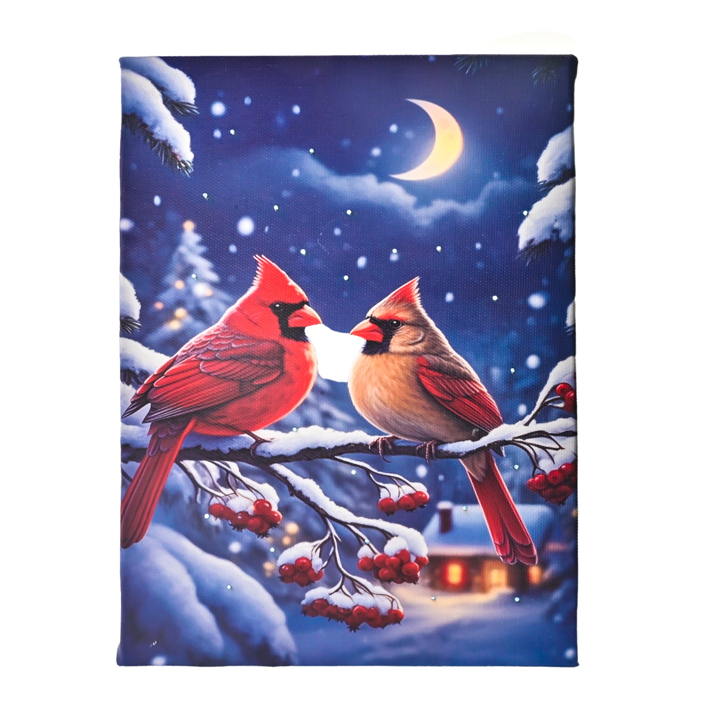 LED Canvas Art Tabletop Decor, Loving Cardinal 6x8 IN