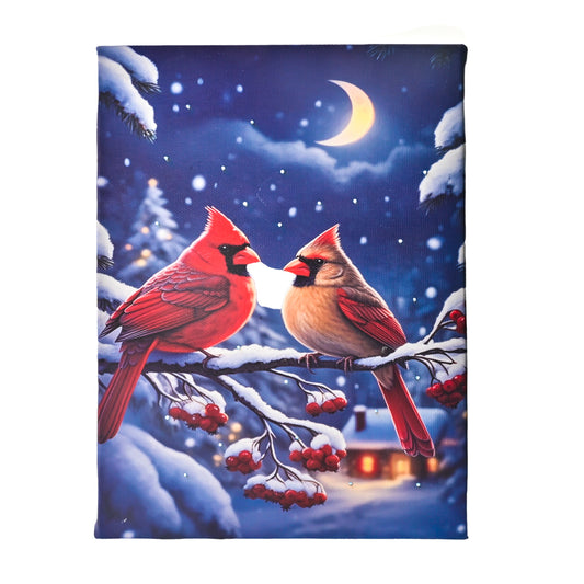 LED Canvas Art Tabletop Decor, Loving Cardinal 6x8 IN