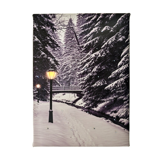 Winter Landscape Wall Art with Timer, LED Art 8x6in Tabletop Canvas Light Up Pictures, Twinkling Light LED Pictures Small Lighted Canvas Desktop Picture Winter Barn Snow Scene Christmas Prints Artwork (Copy)