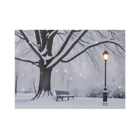 Winter Landscape Wall Art with Timer, LED Art 8x6in Tabletop Canvas Light Up Pictures, Twinkling Light LED Pictures Small Lighted Canvas Desktop Picture Winter Barn Snow Scene Christmas Prints Artwork