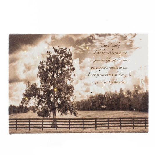 LED Tabletop Canvas Art 8"x6" Wall Decor Light up Picture 6H Timer, FAMILY TREE