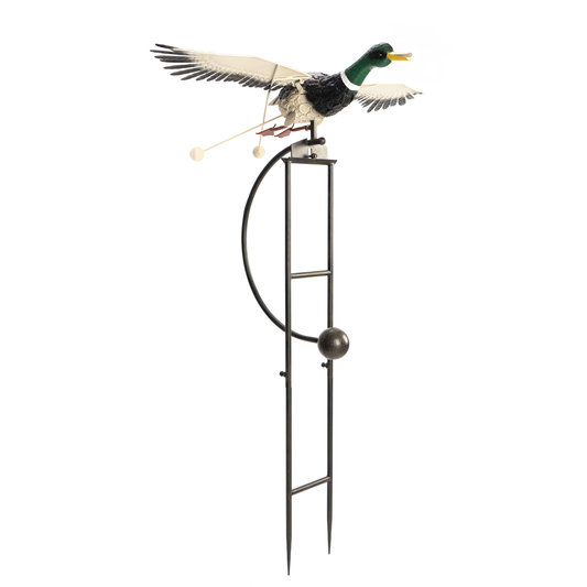 Metal Duck garden stake with wings flapping