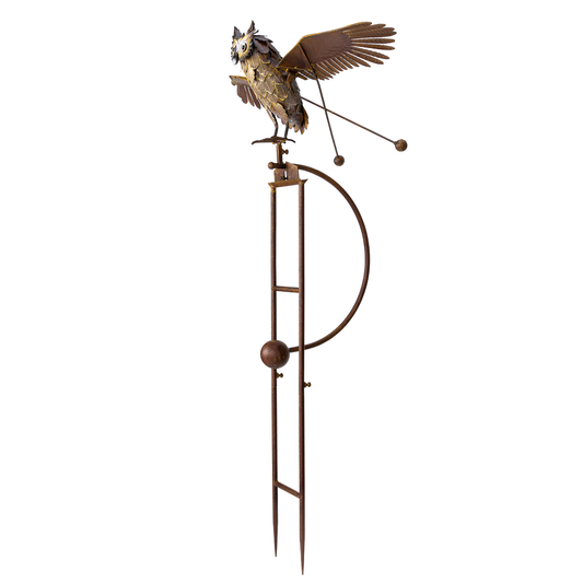 Huge Metal Owl Rocker, Decorative Garden Stakes with Flapping Wings-DEMAGNNIE