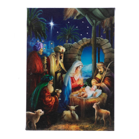 LED Tabletop Canvas Art 8"x6" Wall Decor Light up Picture 6H Timer, CRECHE